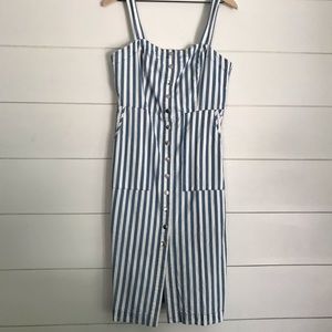 Forever 21 Blue & Ivory Striped Dress with Pockets